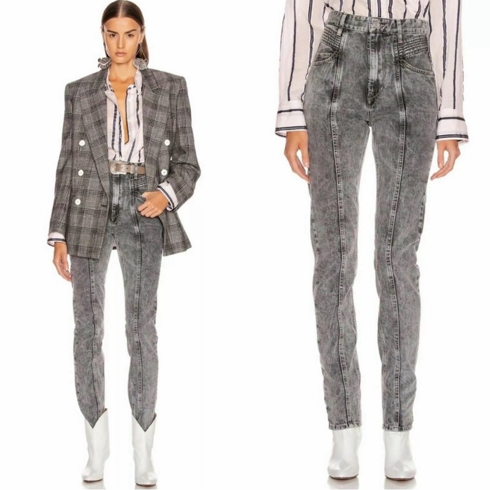 🔥🔥🔥Isabel Marant Pantalon Hominy Gray High-Waisted Jeans